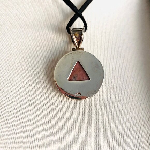 Pink Rhodonite Sterling Silver Pendant Necklace - Picture 4 of 7